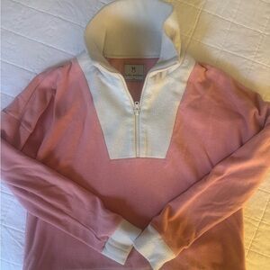 Pink and White Quarter-Zip Pullover Dudley Stephens